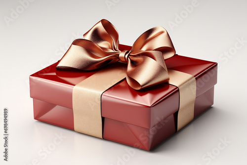 Gift box red with a bow for the New Year, birthday, Mother's Day. Holiday, decor concept