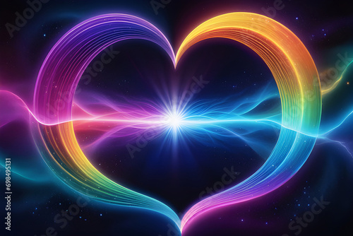 Psychic waves emanating from heart-shaped energy, symbolizing the power of unconditional love in spiritual growth.