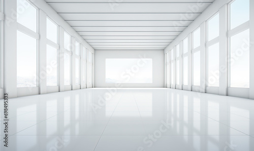 Empty white room with a view from the window.