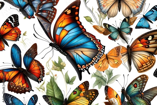 Seamless background with butterflies. Generative AI
