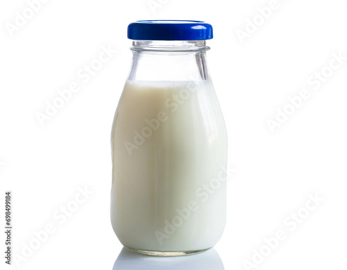 Flasche mit Milch isoliert auf weißen Hintergrund, Freisteller  photo