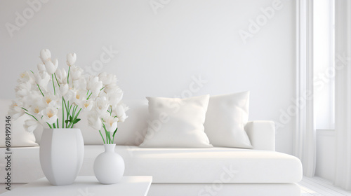 Blurred Modern white living room