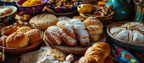 Assortment of traditional Mexican sweet bread. photo