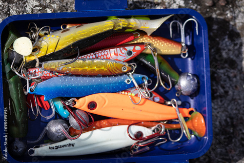 Rubber baits and pilkers for fjord fishing.