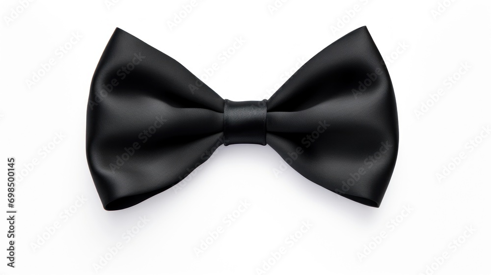 a close up of a black bow tie on a white background with a clipping path to the top of the bow tie. a close up of a black bow tie on a white background with a clipping path to the top of the bow tie.