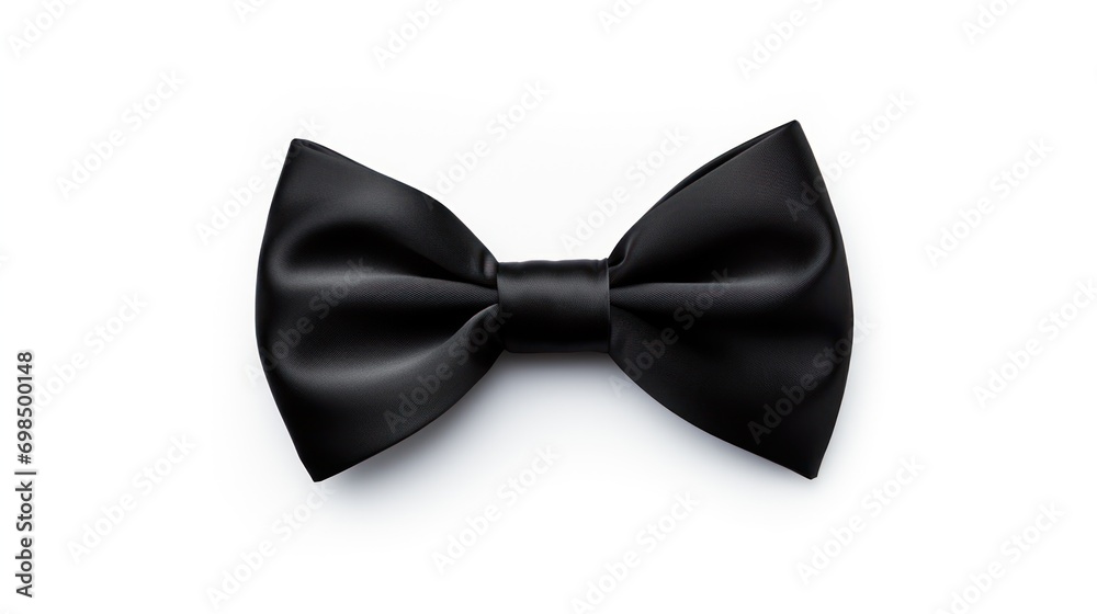 a close up of a black bow tie on a white background with a clipping path to the top of the bow. a close up of a black bow tie on a white background with a clipping path to the top of the bow.