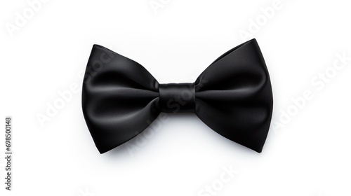  a close up of a black bow tie on a white background with a clipping path to the top of the bow.
