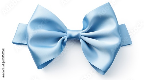  a blue bow on a white background with a clipping path to the top of the bow and the bottom of the bow to the bottom of the bow.