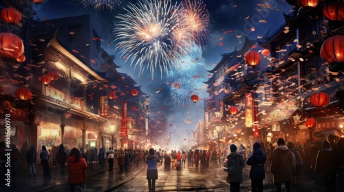 Fireworks in China to celebrate the Chinese New Year photo