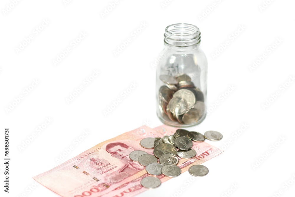 Pictures of money coin put on white background with isolated picture. Pictures of money coin put on white background with isolated picture.