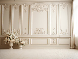 Luxury wedding ceremony interior wall background and copy space