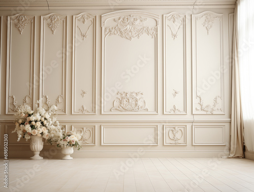 Luxury wedding ceremony interior wall background and copy space photo