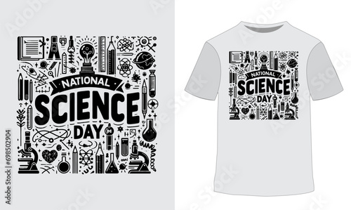 National Science Day t-shirt with science elements