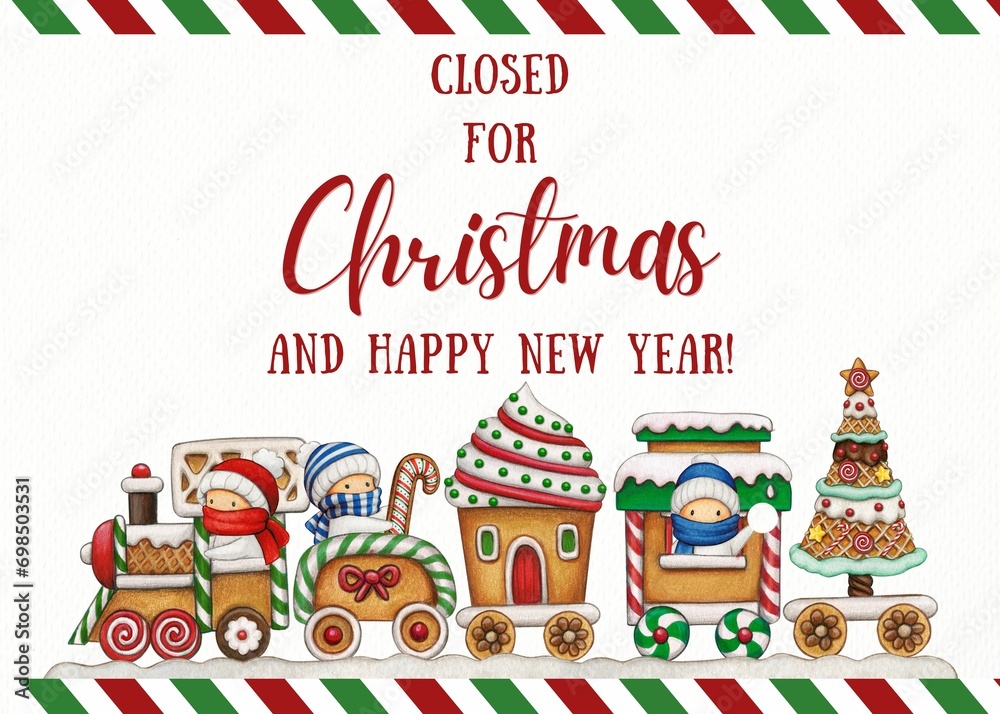 Merry Christmas , Closed for Christmas , Door text , Background , Holiday Christmas.