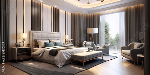 bed room decoration with luxury furniture