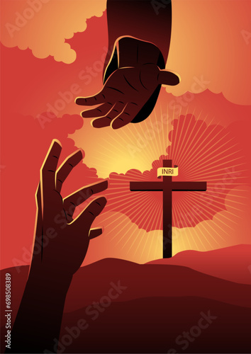 God’s hand reaching out for human hand