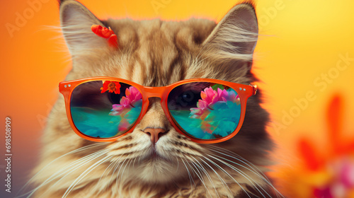 Cute cat with fashion sunglasses