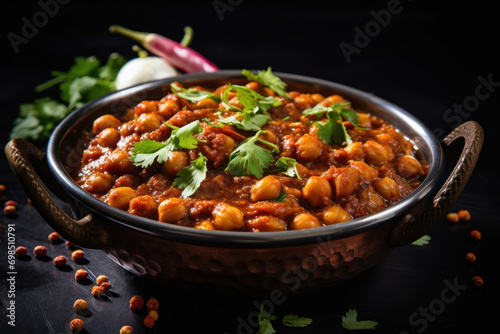 indian famous food chole masala. made from chickpeas in indian spices