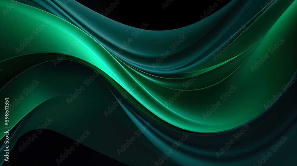 The wavy lines of various shades of green on a dark background The wavy lines of various shades of green on a dark background