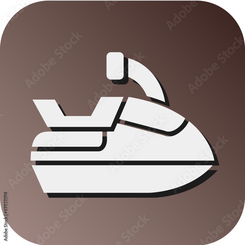 Jet Ski Vector Glyph Gradient Background Icon Design