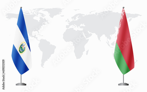El Salvador and Belarusian flags for official meeting photo