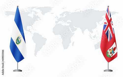 El Salvador and Bermuda flags for official meeting