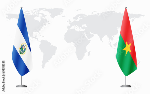 El Salvador and Burkina Faso flags for official meeting