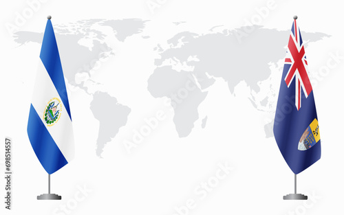 El Salvador and Saint Helena flags for official meeting
