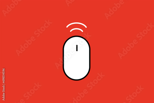 wireless mouse illustration in flat style design. Vector illustration.	 photo