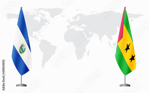 El Salvador and Sao Tome and Principe flags for official meeti