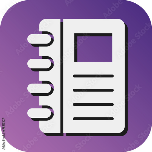 Diary Vector Glyph Gradient Background Icon Design