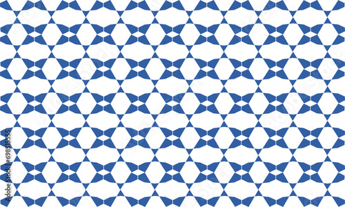 seamless pattern with blue and white flower diamond, blue triangle in circle arrange in column repeat seamless design for fabric print or wallpaper or backdrop, t-shirt paint screen, up and down