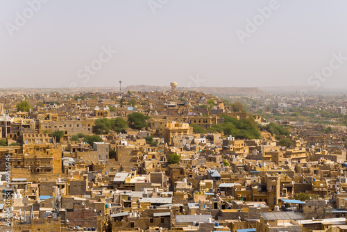 The historical old city in Asia, India, Rajasthan, Jaisalmer, in summer on a sunny day.