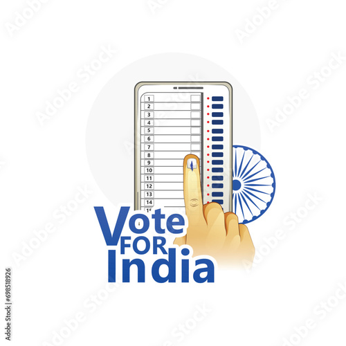 illustration Of Showing Voting Finger With Electronic Voting Machine, vote for india.