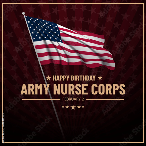Army Nurse Corps Birthday February 2 Background Vector Illustration