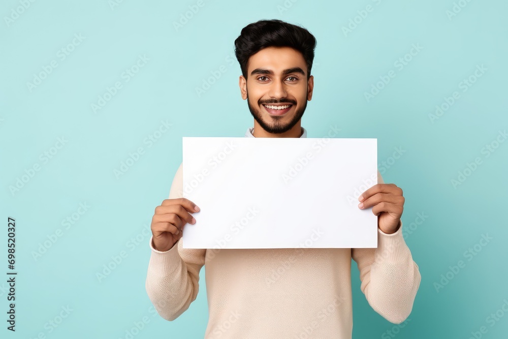 Handsome Man with Empty Placard for Editing generative ai Handsome Man with Empty Placard for Editing generative ai