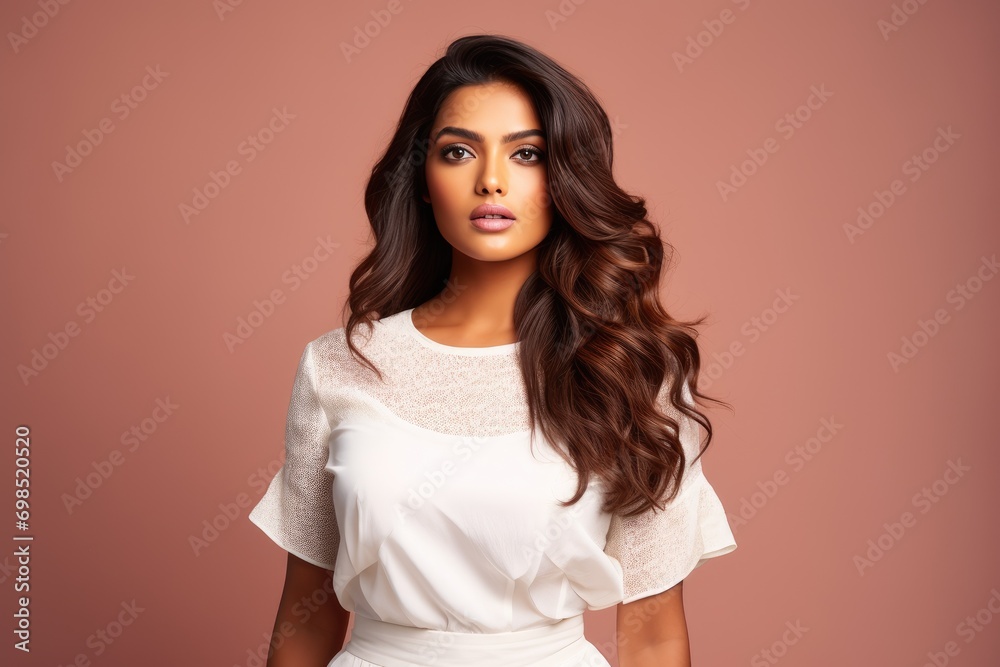 Beautiful South Indian Fashionista in White Dress generative ai Beautiful South Indian Fashionista in White Dress generative ai
