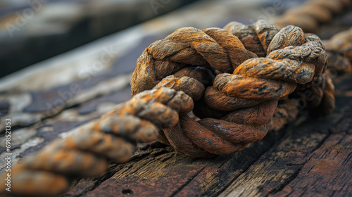 Close-up of a weathered nautical rope. © RISHAD
