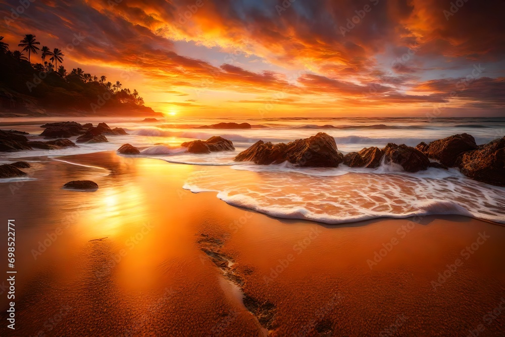 sunset on the beach generated by AI technology sunset on the beach generated by AI technology