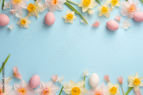 Joyful Pastels: Easter Frame with Daffodils and Eggs