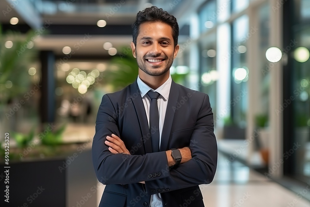 © RamvijayB - Vision Realized: Joyful Indian Businessman Reflecting Achievement and Satisfaction at Work generative ai