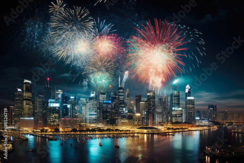 Nocturnal Celebrations: Cityscape and Fireworks