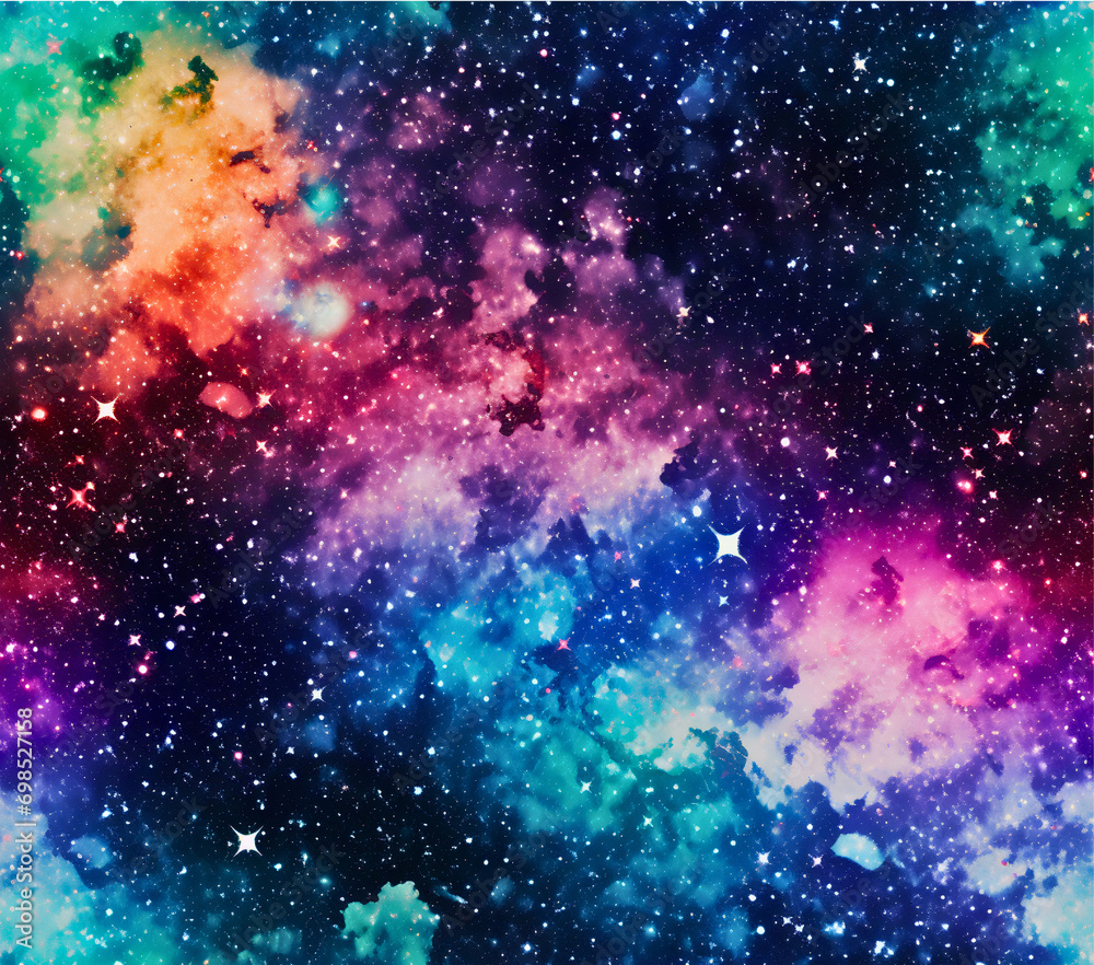 Cosmic Nebula Glitter Ombre, Candy Carnival Glitter Ombre, Created using generative AI