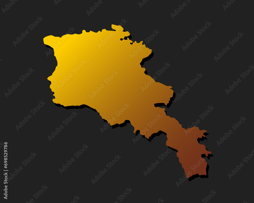 Vector map Armenia gold material, Asia country Vector map Armenia gold material, Asia country
