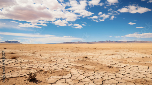 A vast desert landscape experiencing the effects of drought highlighting environmental challenges.