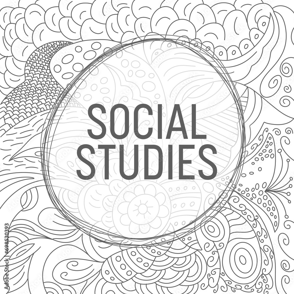 Social Studies Doodle Element Background Black White Circular Text 