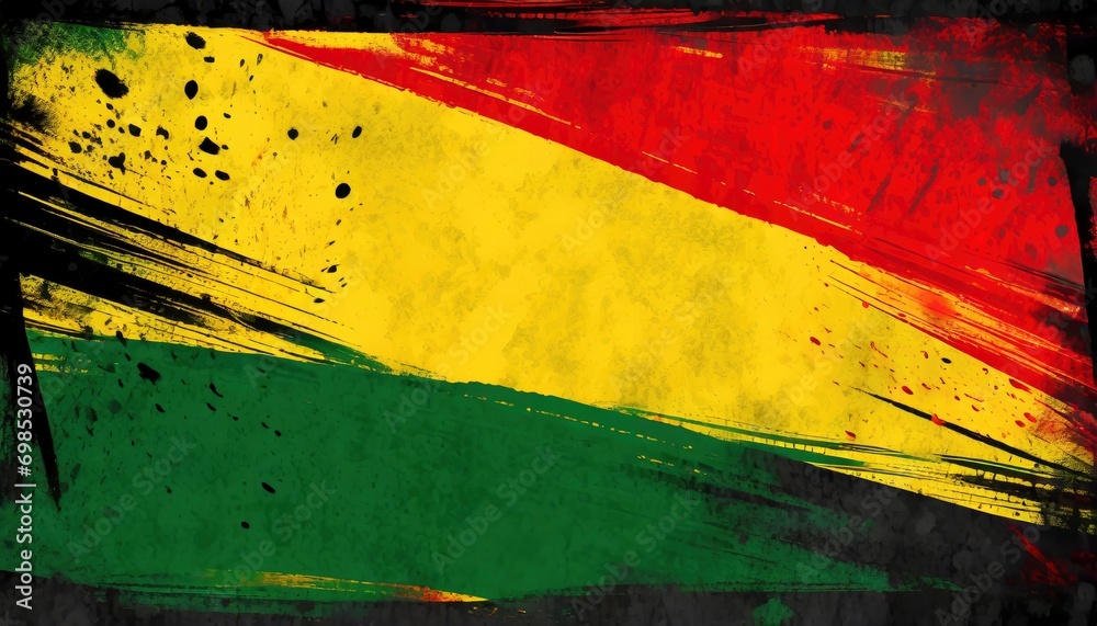 Black History Month Celebration Background. A textured canvas with grunge texture in red, yellow, and green paint colors, symbolizing the significance of Black History Month.