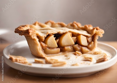 Composition with delicious apple pie on light background