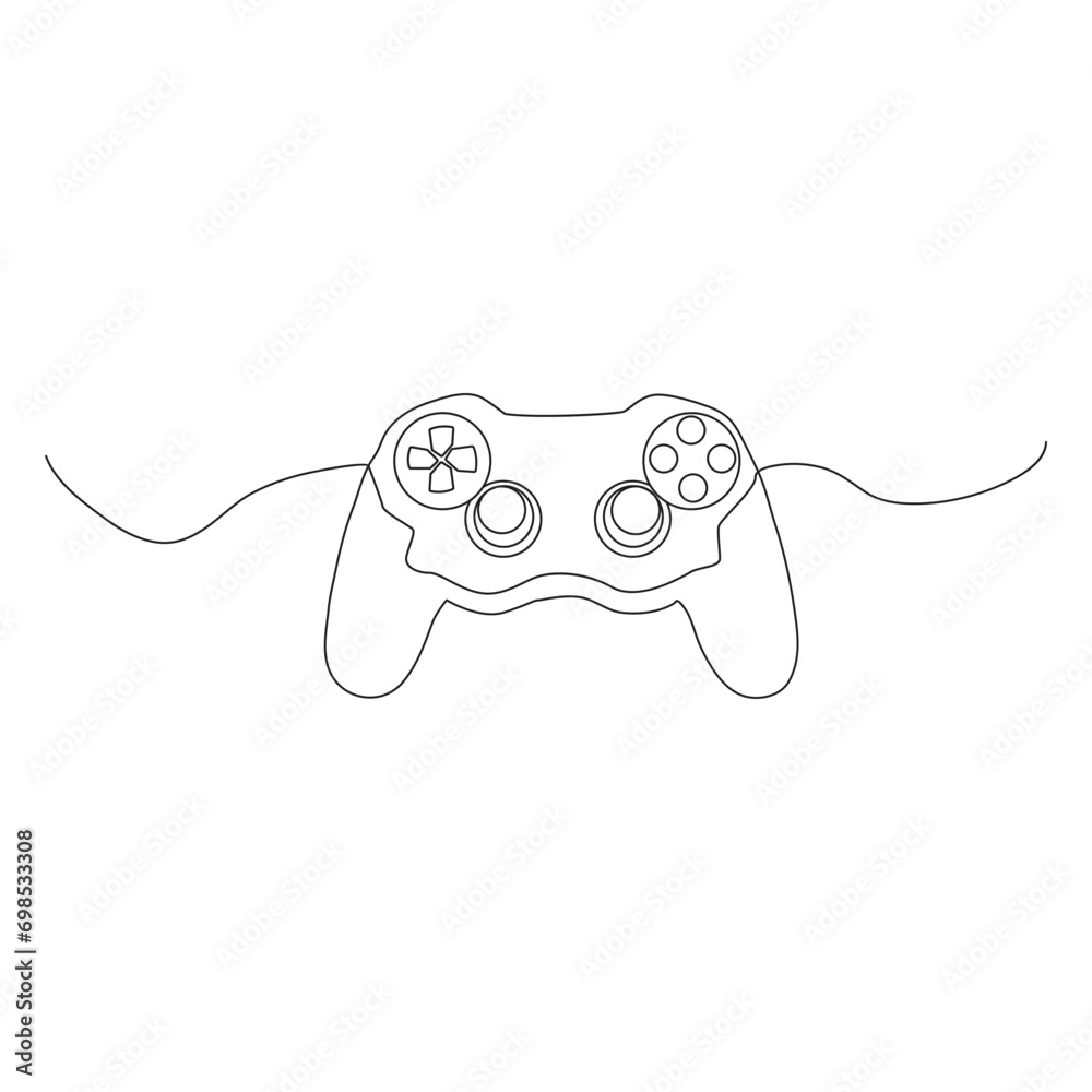 Game controller Single continuous line drawing video games PlayStation ...
