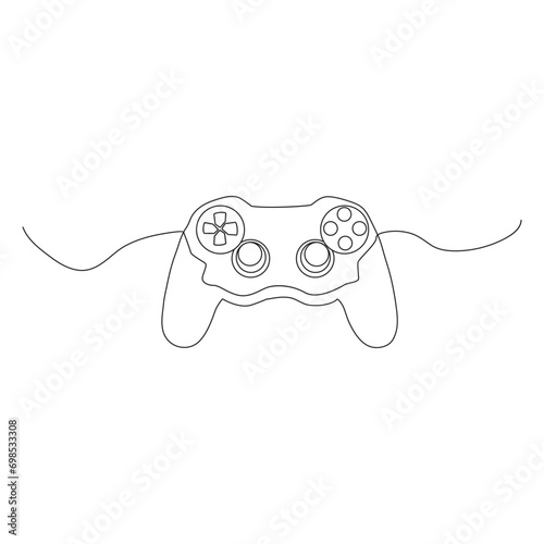 Game controller Single continuous line drawing video games PlayStation gaming controller. One line draw graphic design vector illustration
